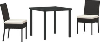 vidaXL Garden Dining Set 3 pcs Black Poly rattan Vidaxl