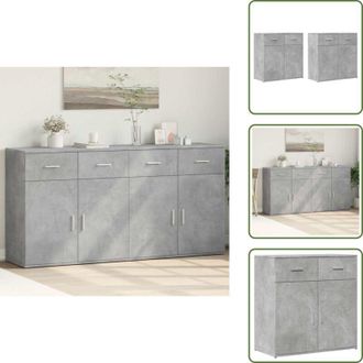 vidaXL Credenze per casa - vidaXL Credenze 2 pz Grigio Cemento 79x38x80 cm in Legno Multistrato - Credenze per soggiorno