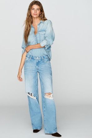 Anthropologie MOTHER The Down Low Delinquent Low Rise Wide Leg Jeans