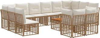 vidaXL Conjunto De Sof&aacute;s De Exterior 13 Uds. 12 Plaza Natural Y Crema Vidaxl