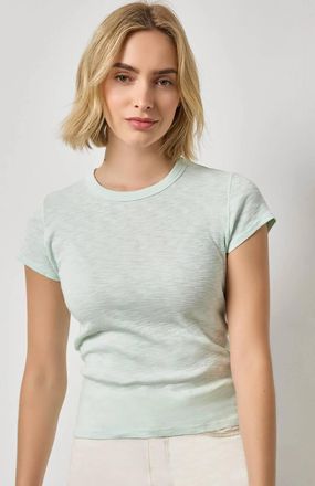 Lilla P Ribbed Slub Crewneck Tee In Pool