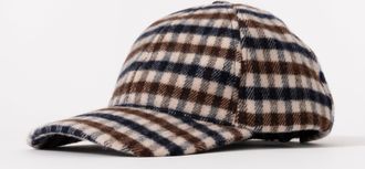 Aquascutum Mens Club Check Baseball Cap in Tan Merino - One Size