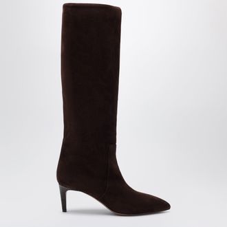 PARIS TEXAS Chocolate suede pointed-toe boots