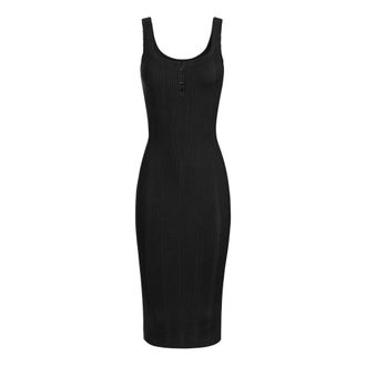 Elisabetta Franchi Kleedjes, Dames, Zwart, 2Xl, Leer, Gebreide Jurk met Openwerk