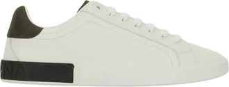 Dolce & Gabbana Portofino Leren Sneakers - Heren - Schoenen - Wit - Maat: 42 EU Zijde