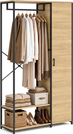 IDMarket Armadio Con Ripiani E Anta L. 90 Cm Detroit Design Industriale