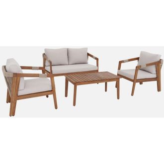 Sweeek Salotto da giardino in acacia per 4 persone con corde