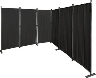 Quick-Star Quick-star - Paravent 6 Teilig 340x165cm Stoff Raumteiler Trennwand Balkon Sichtschutz Stellwand Faltbar Schwarz
