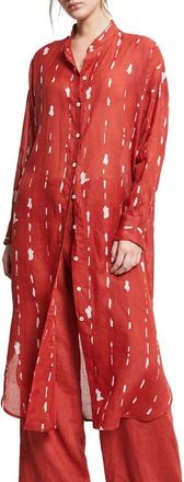 ottod'Ame Printed Midi Shirt Dress With Korean Collar in Red at Nordstrom, Size 48