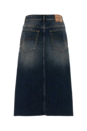 Balenciaga Womens Two-Tone Twill And Denim Skirt Black Gonne