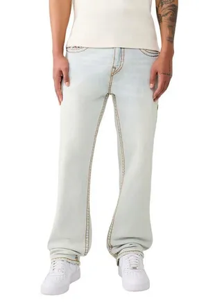 True Religion Bobby Relaxed Straight Leg Jeans in Quiet Steel Light Wash at Nordstrom, Size 33