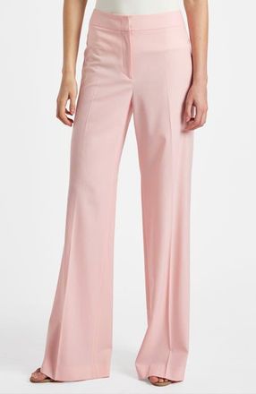 Santorelli Camila Wide Leg Pants in Tropical Wool Stretch in Candy Pink at Nordstrom, Size 4
