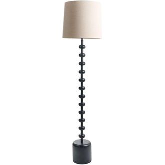 Beliani Lampada da terra in metallo con perline e paralume in tessuto Stile classico Nero Krios