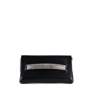 Orciani Black Leather Gossip Nappa Chain Clutch