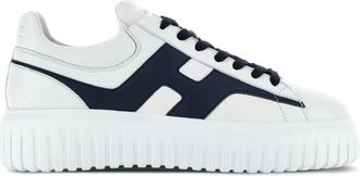 Hogan Blue H-Stripes Leather Sneakers