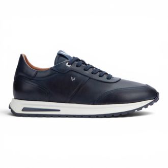 Infinity Leather Martinelli Blauwe Leren Sneakers Trainer Veterschoenen - Hanbury