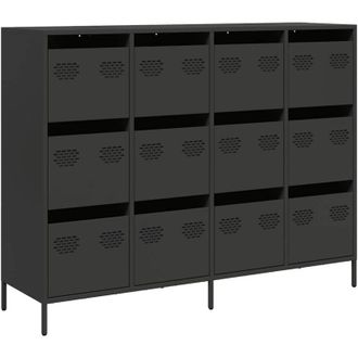vidaXL Vidaxl - Aparador De Acero Laminado En Fr&iacute;o Negro 135x39x103,5 Cm