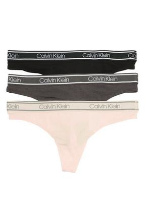 Calvin Klein Comfort 3-Pack Low Rise Thongs in Blck /Nymphs T at Nordstrom Rack, Size X-Large