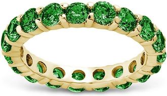 Sterling Forever Sterling Silver Gracie Emerald CZ Eternity Ring