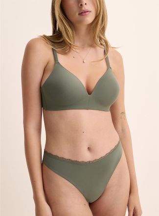 Miiyu Womens Lace trim microfibre thong Recycled nylon