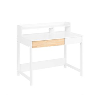 SoBuy Sobuy - Fwt106-w Mesa Escritorio De Ordenador Con 2 Cajones Y 1 Estante