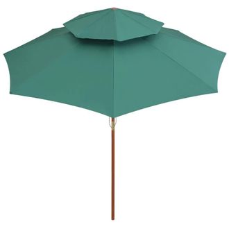 Berkfield Home Beautiful Double Decker Parasol 270x270 cm Wooden Pole Green