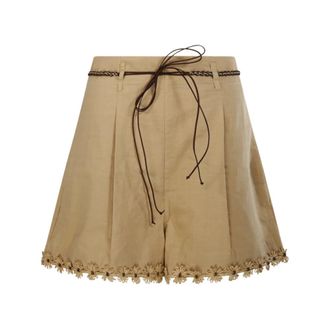 Zimmermann Korte Broeken, Dames, Bruin, M, Katoen, Mahon Flower Trim Shorts