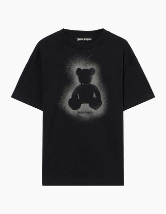 Palm Angels Mens Spray Bear Regular tee Black - Size: 36