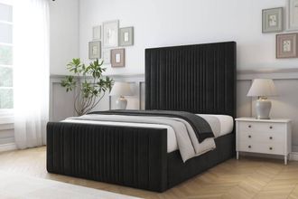 Comfort Beds The Foxy Plush Bed Frame - 50 Upholstered Headboard in Black | Size: King