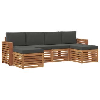 vidaXL Juegos De Sof&aacute;s Con Coj&iacute;n 6 Pcs Natural Y Antracita Vidaxl