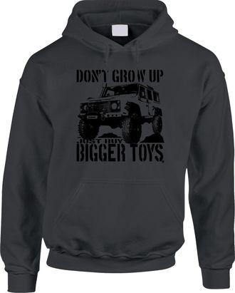Bang Tidy Clothing 4x4 Hoodie - Buy Bigger Toys 4WD Off Road Vehicle Hoodies - 4 Wheel Drive Clothing Gift for Men - LR Series - Dgrey-XL