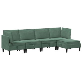 vidaXL Juego De Muebles De Sal&oacute;n Con Coj&iacute;n 5 Pcs Verde Mar Terciopelo Vidaxl