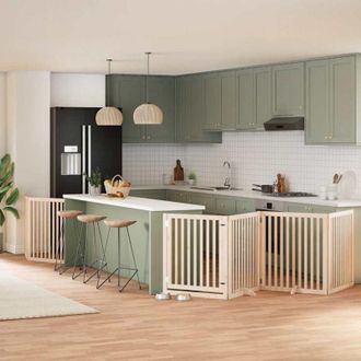 vidaXL Puerta Para Perros Plegable 6 Paneles Madera De &Aacute;lamo 480 Cm Vidaxl