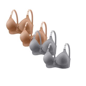 Generic 4 Pack: WomenS Bras Non Wired Padded | Wireless Bras For Women Uk Multi Pack | Full Cup Comfortable Breathable Bras Push Up Bra With Adjustable Strap 