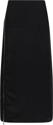 Jil Sander Midi-rok met asymmetrische ritssluiting - Dames - Midirokken - Zwart - XS - Rokken
