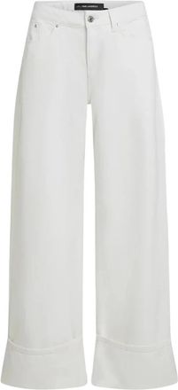 Karl Lagerfeld Wide Cut Jeans met vaste manchetten - Dames - Wijde Broeken - Wit - W27 - Katoen - Broeken