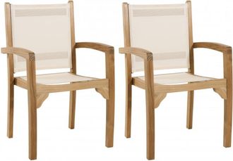 Macabane Conjunto de 2 sillones de jardín de madera de teca y textileno