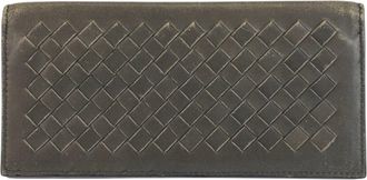 Bottega Veneta Gray Intrecciato Long Wallet (Bi-Fold) (Pre-Owned)