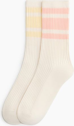H&M 2er-Pack Gerippte Socken - White