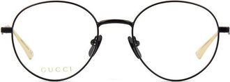 Gucci GG0337O002 Round Metal Frame Eyeglasses - Black