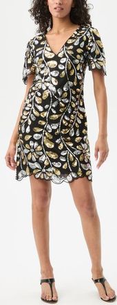 Trina Turk Obelle 2 Short Sleeve Sequin Dress in Black/gold at Nordstrom, Size 10