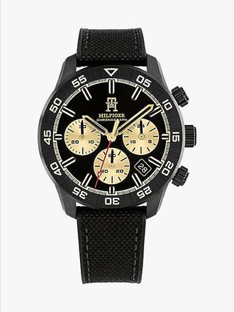 Tommy Hilfiger Zwart chronograafhorloge met monogram