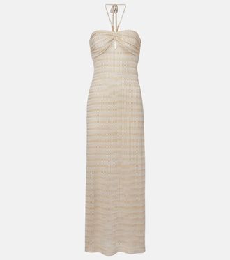 Melissa Odabash Mila off-shoulder lamé maxi dress