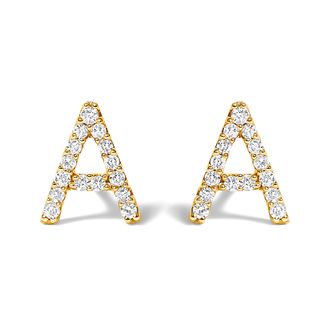 House of Brilliance 10K Gold 1/10 Cttw Diamond Initial A to Z Stud Earring