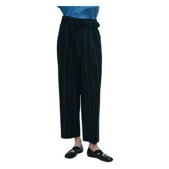 Erika Cavallini Semi Couture Cropped Trousers, female, Black, Size: XS Pantaloni Lana