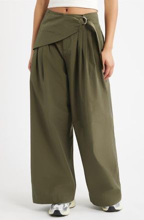 Damson Madder Fabia Pleated Wide Leg Pants in Khaki at Nordstrom, Size 10 Us