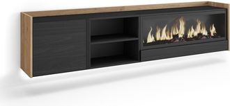 Skraut Home Skraut Home - Mueble Tv, Televisi&oacute;n, Muebles De Sal&oacute;n, Almacenaje, 212x35x50cm, Para Tv Hasta 80, Chimenea El&eacute;ctrica Xxl, Colgado, Suspendido, Led, Es