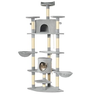 OEM &Aacute;rbol Rascador Para Gatos 200 Cm Torre Para Gatos Con 2 Cuevas 2 Hamacas Cama Postes De Sisal 60x60x200 Cm Gris