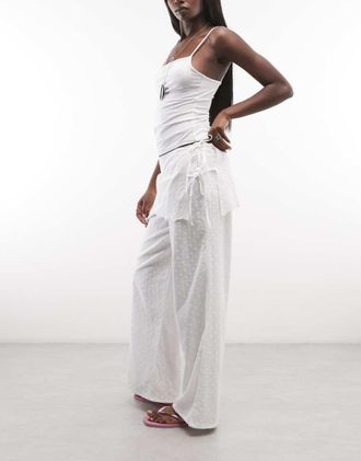 Daisy Street Pantaloni dritti boh&eacute;mien in pizzo bianco con gonna sovrapposta