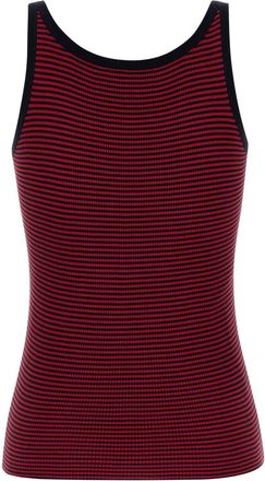 Prada Womens Striped Recycled Silk Tank Top Red Tops
